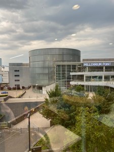 The view from the foyer outside The Bradshaw Hall of Millennium Point.