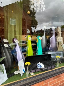 The window display on the day of my visit showing the range of instrument cases available to purchase.